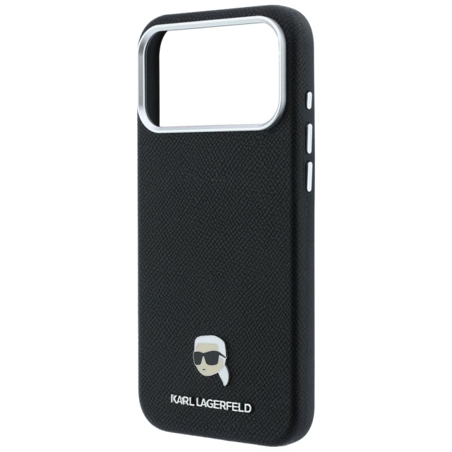 Чохол Karl Lagerfeld Grained Karl Head Metal для iPhone 18 Pro | 17 Pro Black (KLHMP18L6PSKHLK)