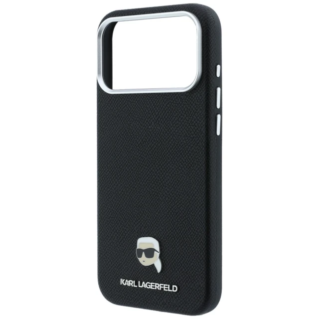 Чохол Karl Lagerfeld Grained Karl Head Metal для iPhone 18 Pro Max | 17 Pro Max Black (KLHMP18X6PSKHLK)