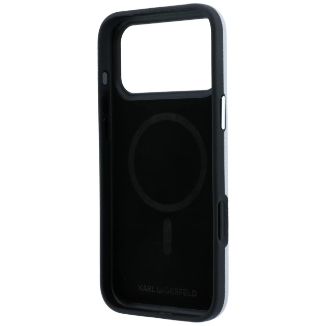 Чохол Karl Lagerfeld Grained Karl Head Metal для iPhone 18 Pro Max | 17 Pro Max Grey (KLHMP18X6PSKHLG)