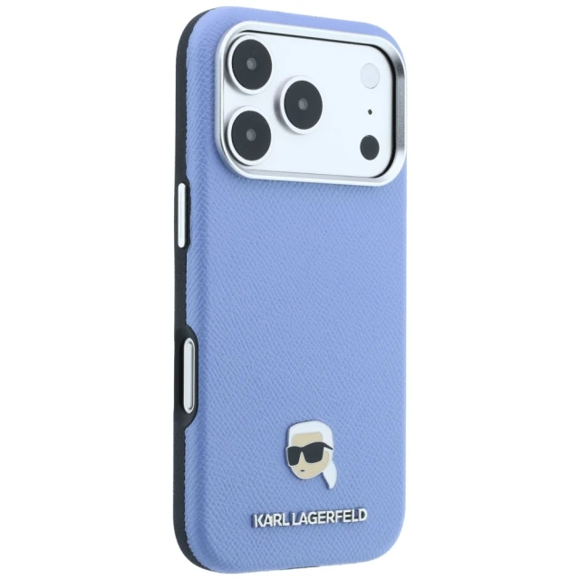 Чохол Karl Lagerfeld Grained Karl Head Metal для iPhone 18 Pro | 17 Pro Blue (KLHMP18L6PSKHLB)
