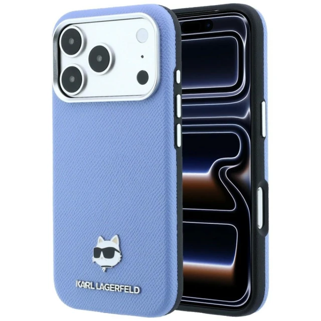Чохол Karl Lagerfeld Grained Choupette Head Metal для iPhone 18 Pro Max | 17 Pro Max Blue (KLHMP18X6PSCHLB)