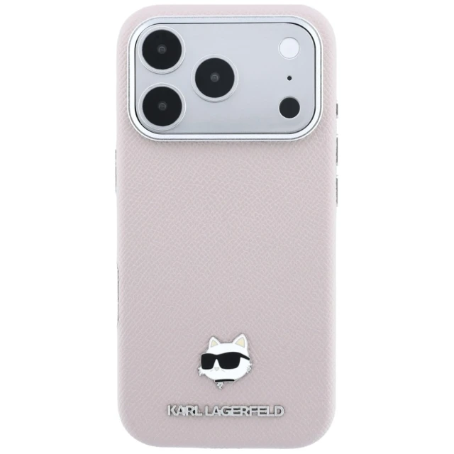 Чохол Karl Lagerfeld Grained Choupette Head Metal для iPhone 18 Pro | 17 Pro Pink (KLHMP18L6PSCHLP)