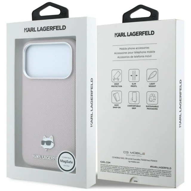 Чохол Karl Lagerfeld Grained Choupette Head Metal для iPhone 18 Pro | 17 Pro Pink (KLHMP18L6PSCHLP)