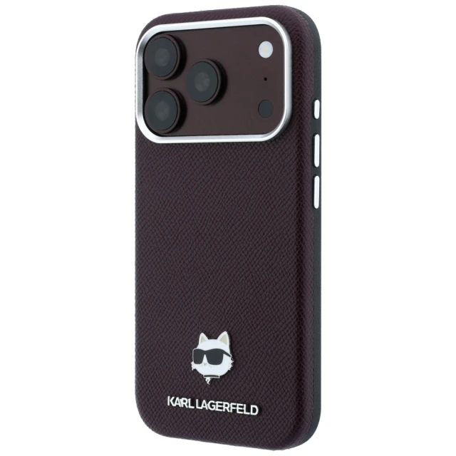 Чохол Karl Lagerfeld Grained Choupette Head Metal для iPhone 18 Pro | 17 Pro Burgundy (KLHMP18L6PSCHLR)