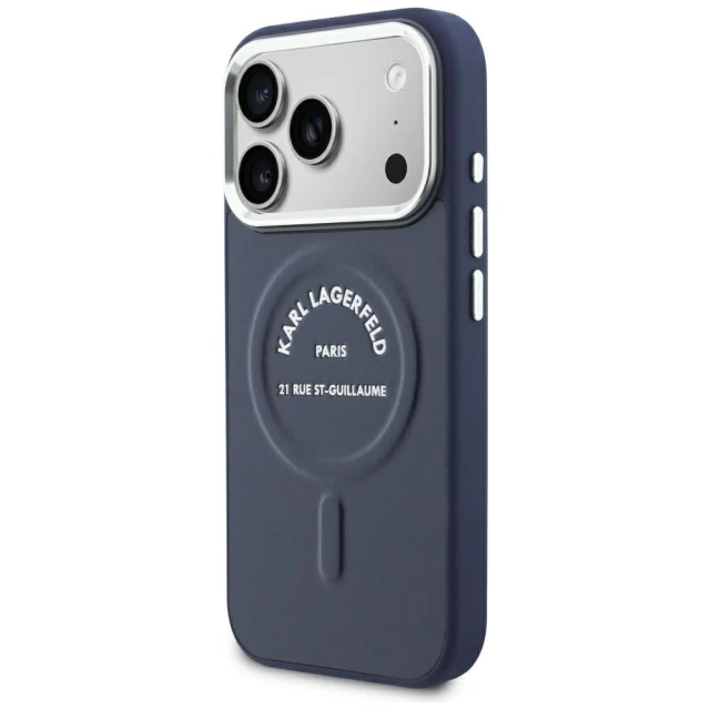 Чохол Karl Lagerfeld Embossed Open Ring RSG Logo для iPhone 18 Pro | 17 Pro Blue (KLHMP18LPSKRSGEB)