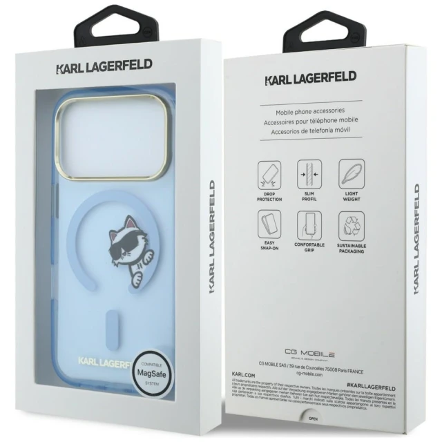Чохол Karl Lagerfeld Peekaboo Logo untuk iPhone 18 Pro | 17 Pro Blue (KLHMP18L6HCPSCB)