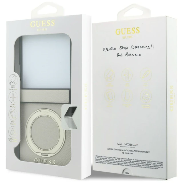 Чохол Guess Magnetic Ring Stand Grained Classic Logo для Samsung Galaxy Flip 8 Beige (GUHMZF86PSGRSCLE)
