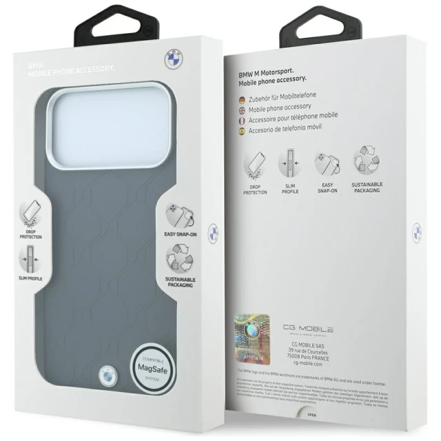 Чохол BMW Sign Deboss Quilted Metal Logo для iPhone 18 Pro | 17 Pro Grey (BMHMP18L26SWOSPA)