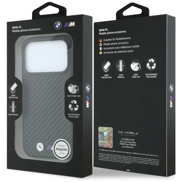 Чохол BMW M Carbon Metal Logo для iPhone 18 Pro | 17 Pro Black (BMHMP18L26SWPCILK)