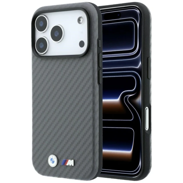 Чехол BMW M Carbon Metal Logo для iPhone 18 Pro | 17 Pro Grey (BMHMP18L26SWPCILA)