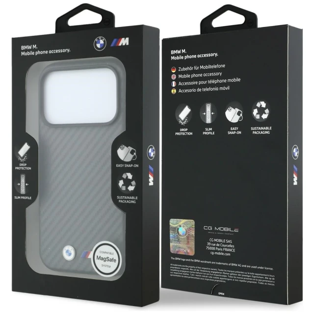 Чехол BMW M Carbon Metal Logo для iPhone 18 Pro Max | 17 Pro Max Grey (BMHMP18X26SWPCILA)