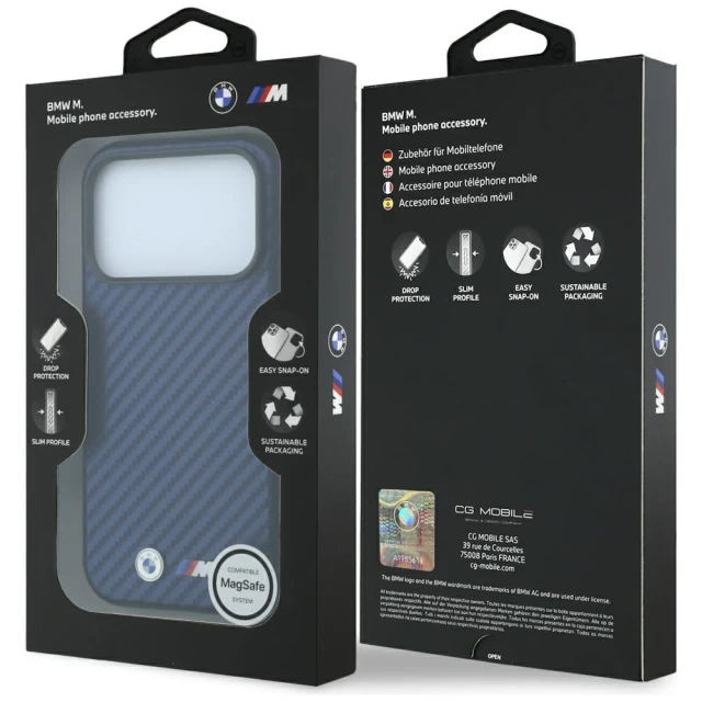 Чохол BMW M Carbon Metal Logo для iPhone 18 Pro Max | 17 Pro Max Navy (BMHMP18X26SWPCILV)