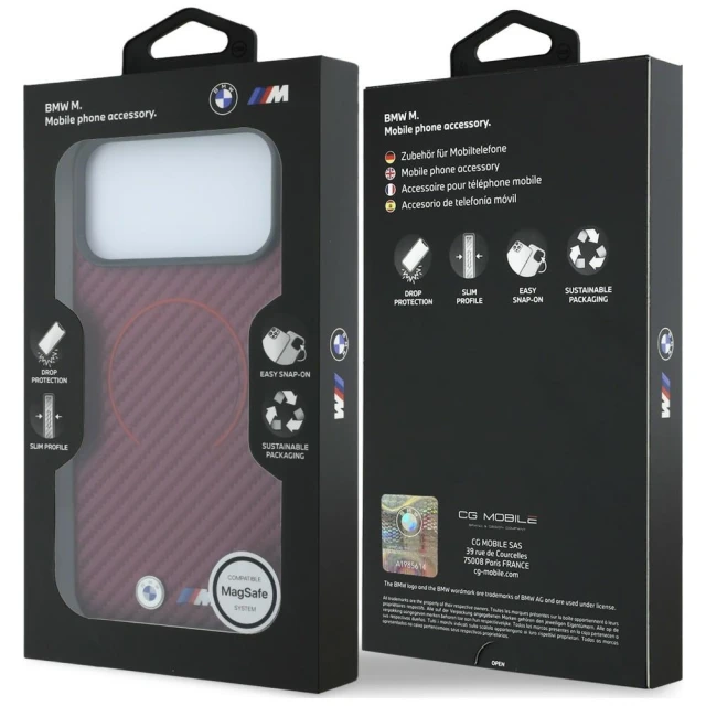 Чехол BMW M Carbon Printed Ring для iPhone 18 Pro Max | 17 Pro Max Burgundy (BMHMP18X26SWPCMXR)
