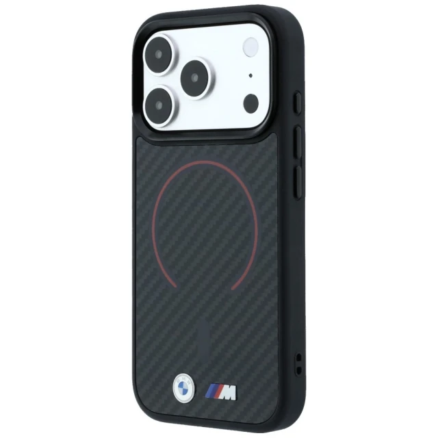 Чохол BMW M Kevlar Red Print Ring Metal Logo для iPhone 18 Pro | 17 Pro Black (BMHMP18L26CFOMKR)
