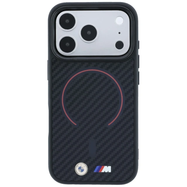 Чохол BMW M Kevlar Red Print Ring Metal Logo для iPhone 18 Pro | 17 Pro Black (BMHMP18L26CFOMKR)
