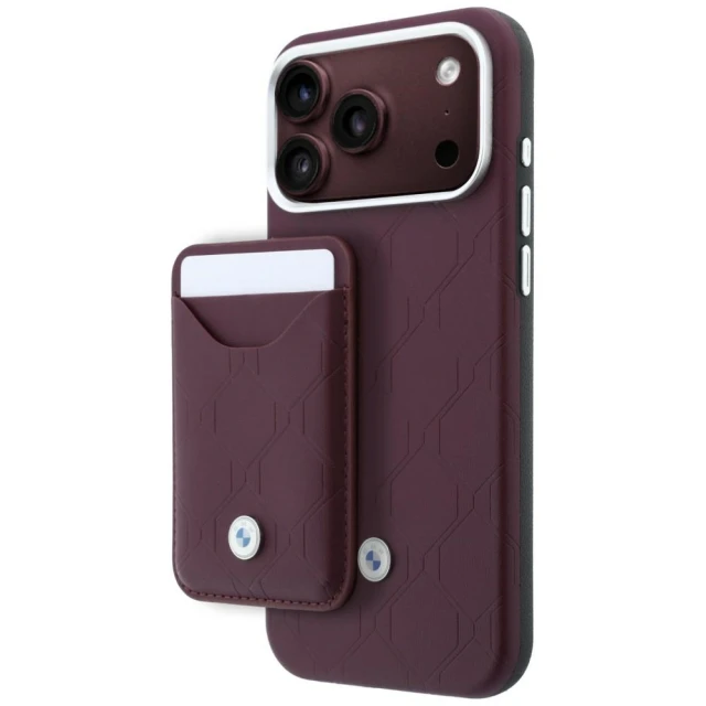 Чохол + гаманець BMW Quilted Pattern Metal Logo для iPhone 18 Pro Max | 17 Pro Max Burgundy (BMHMBWP18X26SWOSPR)