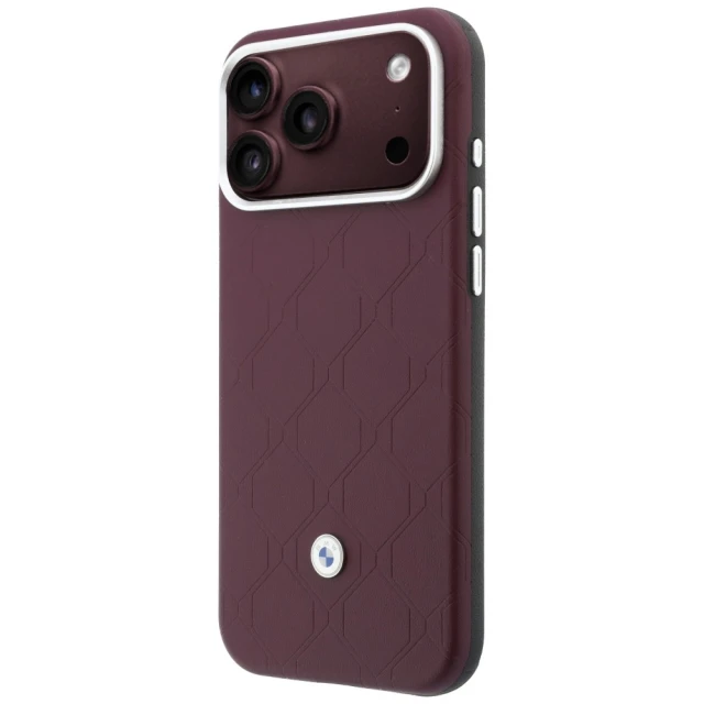Чохол + гаманець BMW Quilted Pattern Metal Logo для iPhone 18 Pro Max | 17 Pro Max Burgundy (BMHMBWP18X26SWOSPR)