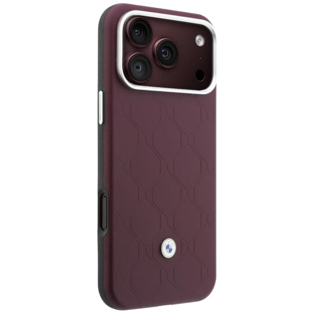 Чохол + гаманець BMW Quilted Pattern Metal Logo для iPhone 18 Pro Max | 17 Pro Max Burgundy (BMHMBWP18X26SWOSPR)