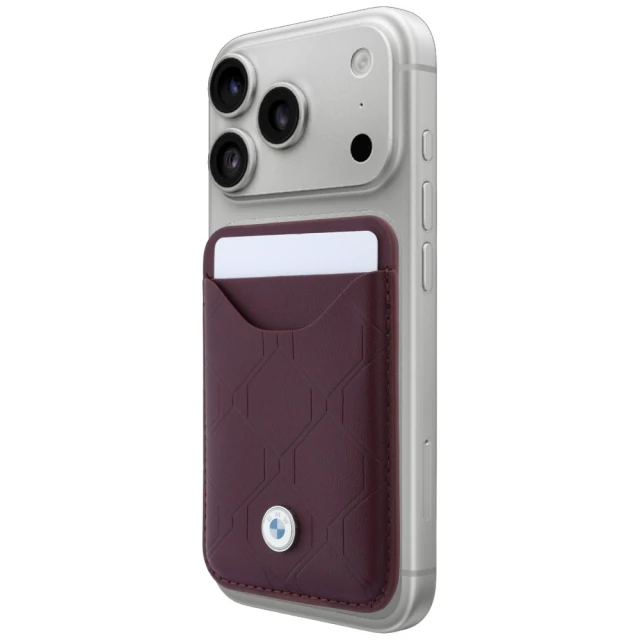 Чохол + гаманець BMW Quilted Pattern Metal Logo для iPhone 18 Pro Max | 17 Pro Max Burgundy (BMHMBWP18X26SWOSPR)