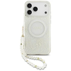 Чохол Guess IML Flowers Allover Electroplated with Pearl Strap для iPhone 18 Pro Max | 17 Pro Max White (GUHMP18XHCPOFPH)
