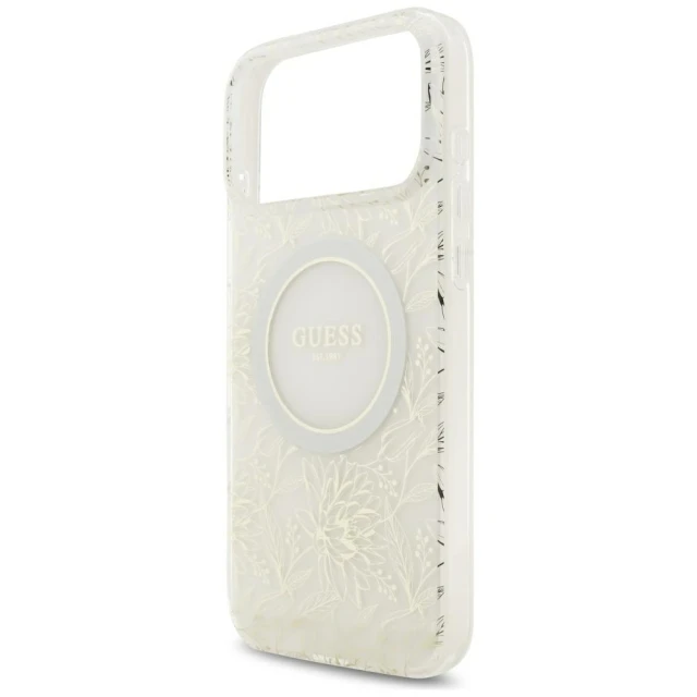 Чохол Guess IML Flowers Allover Electroplated with Pearl Strap для iPhone 18 Pro Max | 17 Pro Max White (GUHMP18XHCPOFPH)