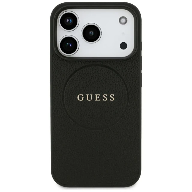 Чохол Guess Grained Gold Ring для iPhone 18 Pro | 17 Pro Black (GUHMP18LPGHSMMK)