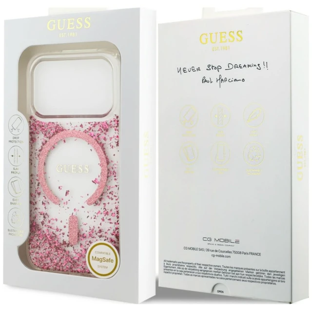 Чохол Guess Resin Bottom Glitter для iPhone 18 Pro Max | 17 Pro Max Pink (GUHMP18XRGRGEP)