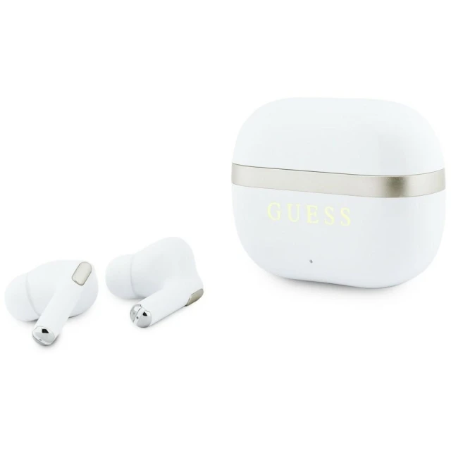 Навушники TWS Guess Glossy Gold Line Printed Classic Logo White (GUTWSN2HGGSH)