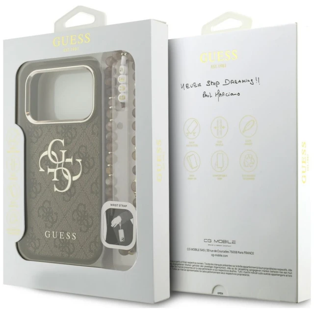 Чохол Guess 4G Strap Classic Logo Metal Trims для iPhone 18 Pro | 17 Pro Brown (GUHCP18LP4GMGSCW)