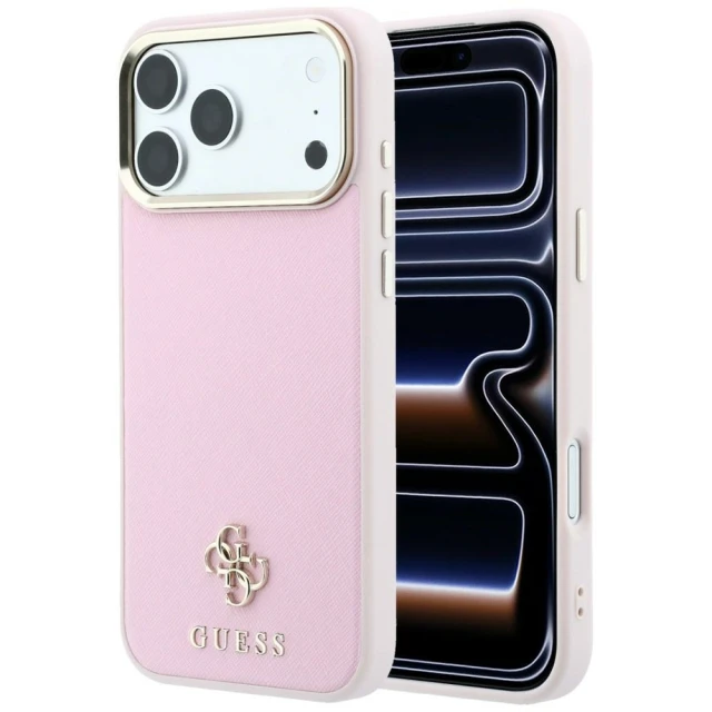 Чохол Guess Saffiano Small 4G & Classic Logo для iPhone 18 Pro | 17 Pro Pink (GUHMP18L6PSA4DMP)