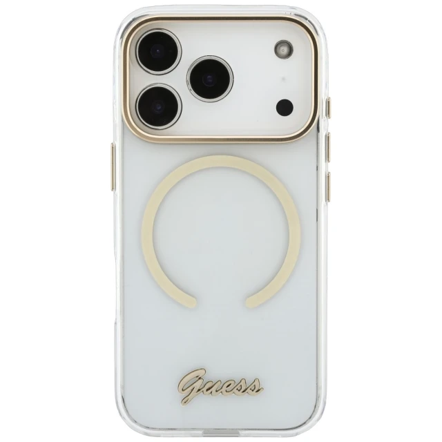 Чохол Guess IML Script Metal для iPhone 18 Pro | 17 Pro Transparent (GUHMP18L5HTCSMST)