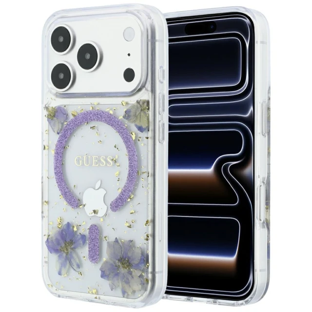 Чохол Guess Resin Flowers Glitter для iPhone 18 Pro Max | 17 Pro Max Purple (GUHMP18XRBFGFGMU)