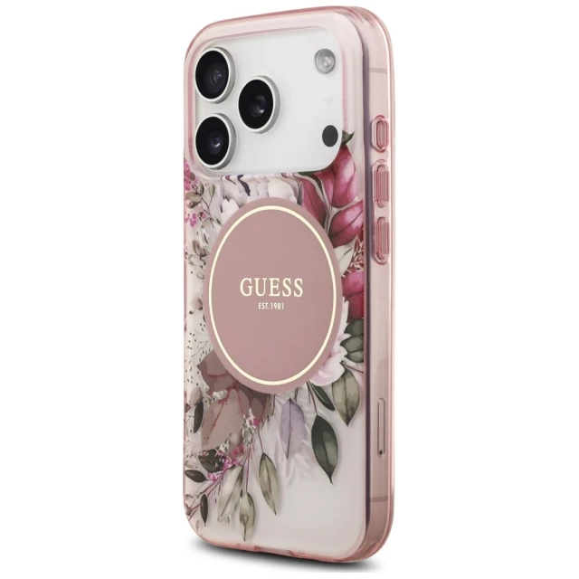 Чохол Guess IML Flower & Tonal Circle для iPhone 18 Pro | 17 Pro Pink (GUHMP18LHFWBDCEP)