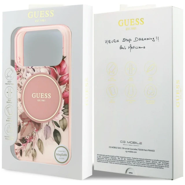 Чохол Guess IML Flower & Tonal Circle для iPhone 18 Pro Max | 17 Pro Max Pink (GUHMP18XHFWBDCEP)