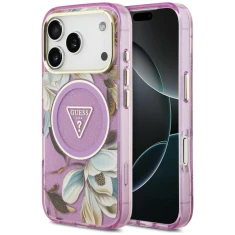 Чохол Guess IML Glitter Flowers Triangle для iPhone 18 Pro Max | 17 Pro Max Purple (GUHMP18XHFLPEDU)