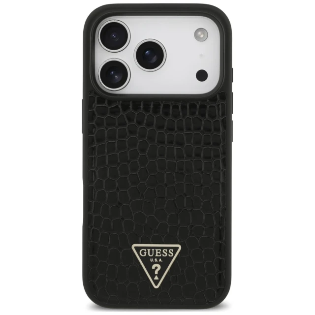 Чохол Guess Croco Triangle Logo для iPhone 18 Pro Max | 17 Pro Max Black (GUHMP18XPCRTHCK)