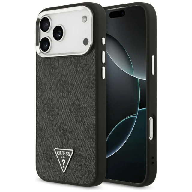 Чехол Guess 4G Triangle Logo для iPhone 18 Pro Max | 17 Pro Max Black Silver (GUHMP18XP4TSRCMK)