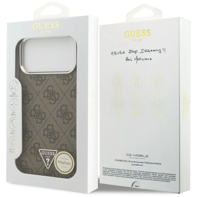 Чохол Guess 4G Triangle Logo для iPhone 18 Pro Max | 17 Pro Max Brown Silver (GUHMP18XP4TSRCMW)