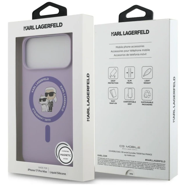 Чохол Karl Lagerfeld Silicone Karl&Choupette Ring для iPhone 18 Pro Max | 17 Pro Max Purple (KLHMP18XSCMKCRHU)