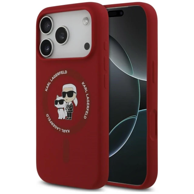 Чохол Karl Lagerfeld Silicone Karl&Choupette Ring для iPhone 18 Pro Red (KLHMP18LSCMKCRHR)