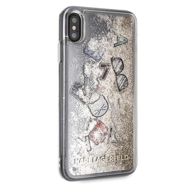 Чохол Karl Lagerfeld Iconic Liquid Glitter для iPhone XS Max Gold (KLHCI65KSICGO)