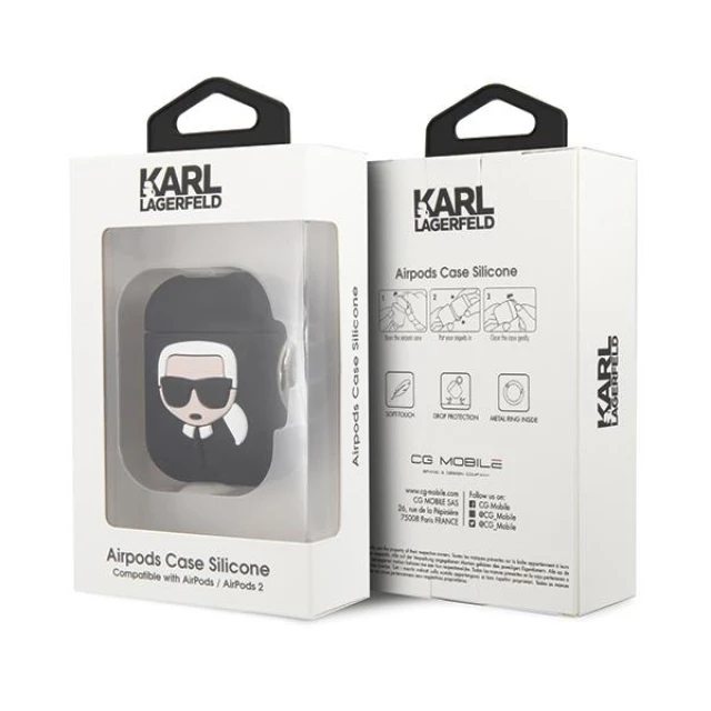 Чохол Karl Lagerfeld Silicone Iconic для AirPods 2/1 Black (KLACCSILKHBK)