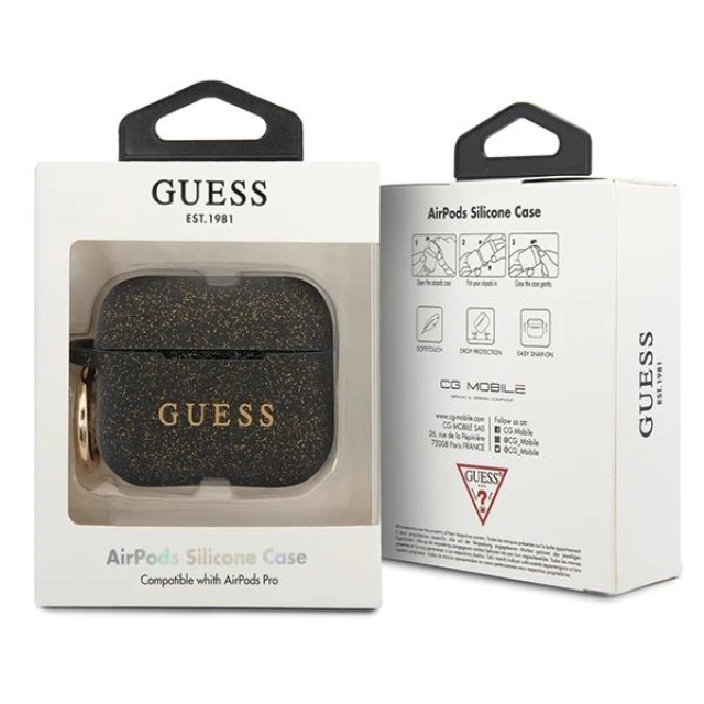 Чохол Guess Silicone Glitter для AirPods Pro Black (GUACAPSILGLBK)