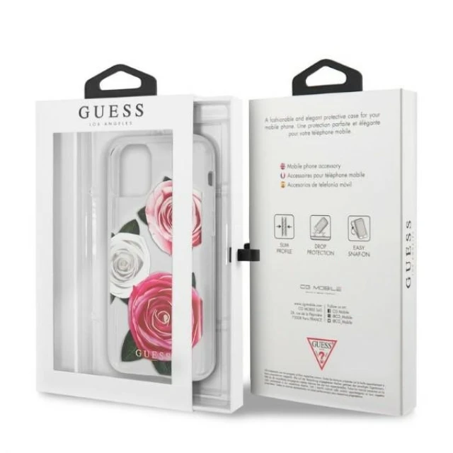 Чохол Guess Flower Desire Pink & White Rose для iPhone 11 Pro Transparent (GUHCN58ROSTRT)