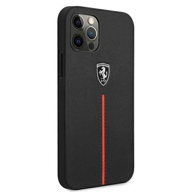 Чохол Ferrari для iPhone 12 Pro Max Off Track Leather Nylon Stripe Black (FEOMSHCP12LBK)