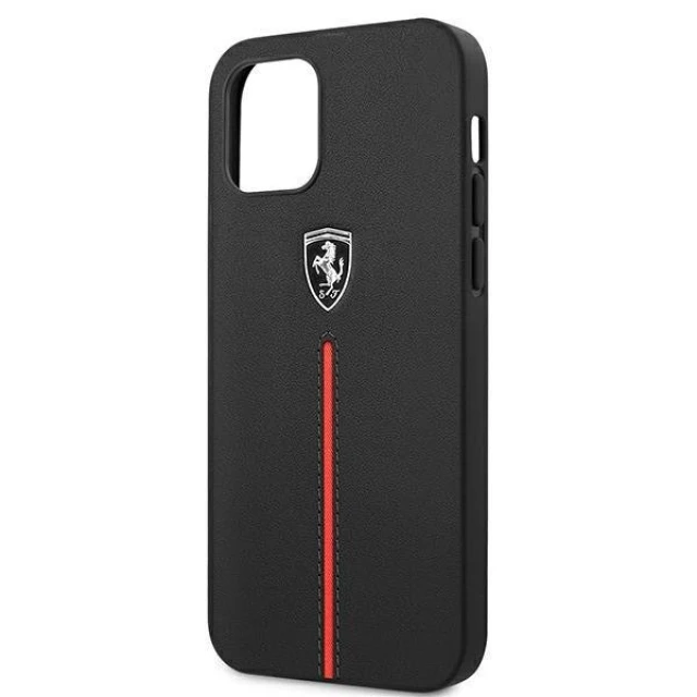 Чохол Ferrari для iPhone 12 Pro Max Off Track Leather Nylon Stripe Black (FEOMSHCP12LBK)