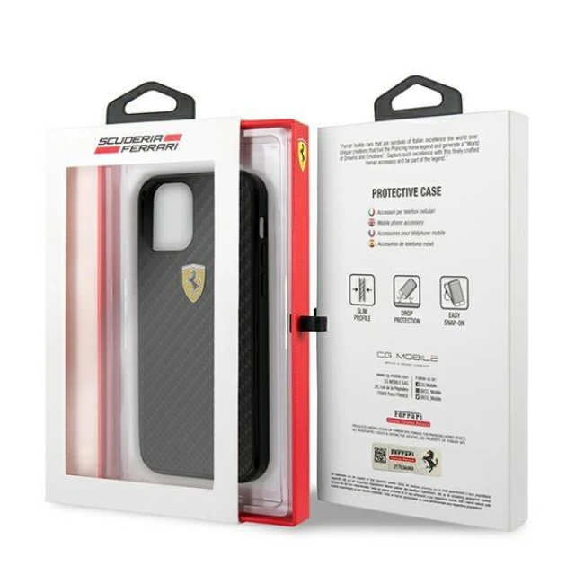 Чехол Ferrari для iPhone 12 mini On Track Real Carbon Black (FERCAHCP12SBK)