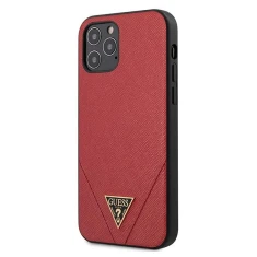 Чохол Guess Saffiano Triangle Metal Logo для iPhone 12 Pro Max Red (GUHCP12LVSATMLRE)