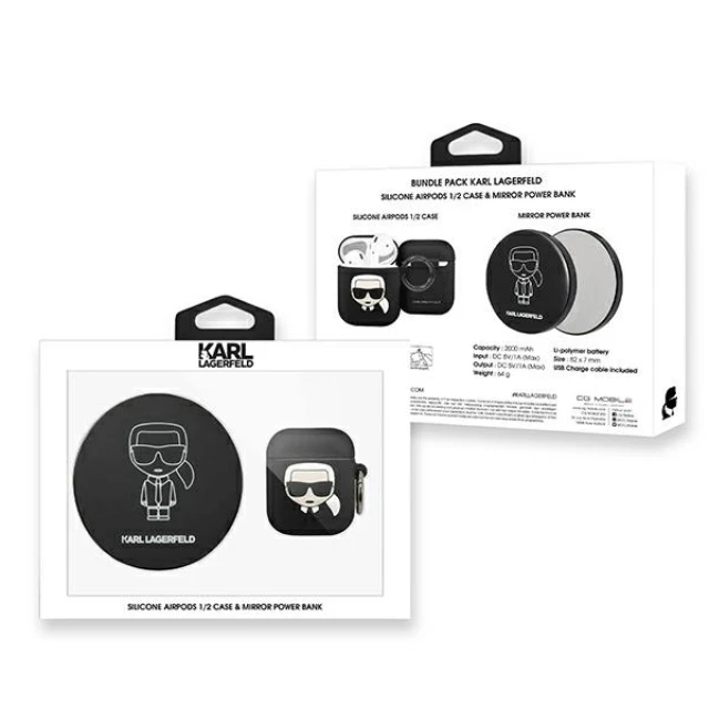 Чохол для AirPods + PowerBank Karl Lagerfeld Ikonik Black (KLBPPBOA2K)