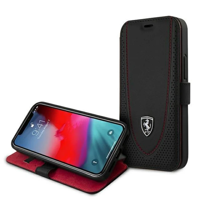 Чехол-книжка Ferrari для iPhone 12 mini Off Track Perforated Black (FEOGOFLBKP12SBK)